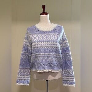NWT Lush Chunky Knit Cropped Sweater Lilac S